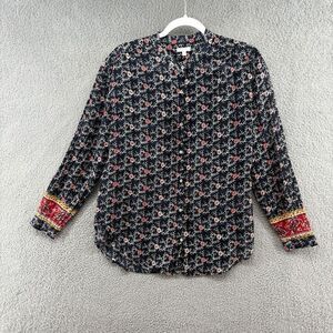 Star Mela Women Size M Blouse Floral Print Cotton Casual Boho long sleeve top